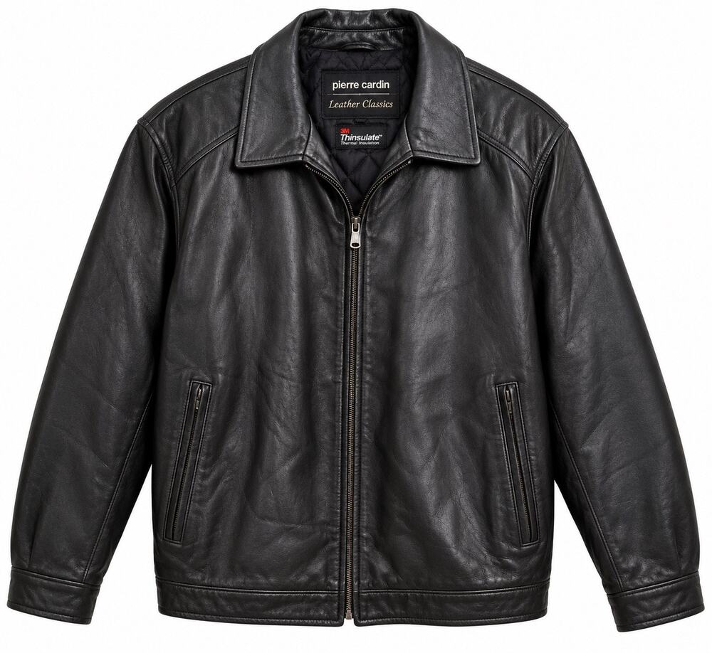 Pierre Cardin Genuine Leather Jacket/Coat Men’s Black Thinsulate 1990s